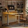 Standing Desk 140cm U Shaped Height Adjustable with Monitor Stand Electric Sit Rising Table Sockets Gaming Computer LED Light for Home Office Workstation White Image 6