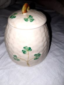 Belleek honey pot