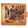 Genuine Leather Wallet for Men Vintage Paris Market Bifold Wallet Antique European Art Wallet Image 3