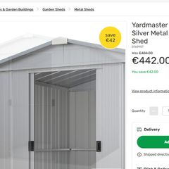 Yardmaster 6 x 8ft Titanium Silver Metal Apex Storage Shed