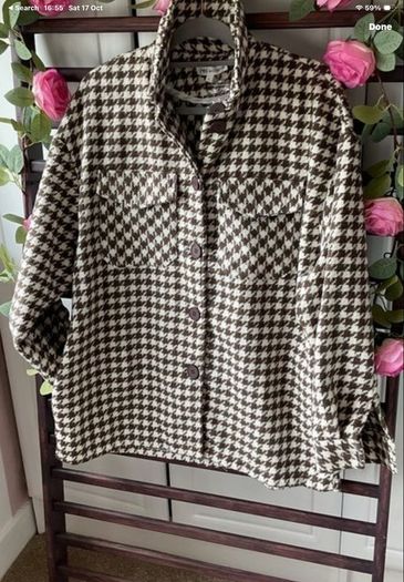 jacket bnwt brown check herringbone Shacket jacket size large