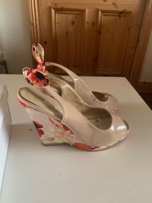Nude patent wedges sz 38 / uk5
