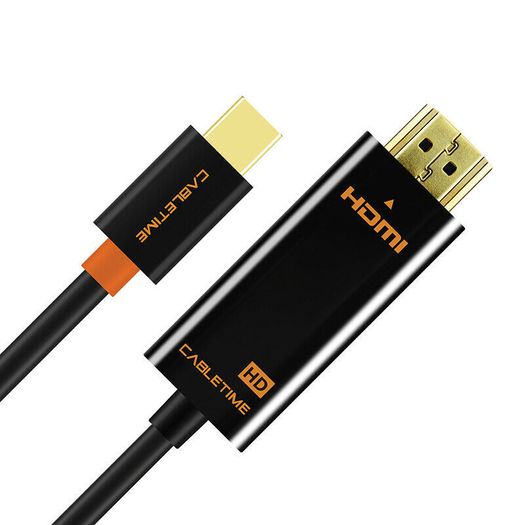 Cabletime 2M Mini DisplayPort (Thunderbolt) to HDMI 1080P Male (Video-Audio) TV (Gold-Plated) Cable (Black) (Brand New/Warranty)