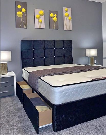 Brand New Double and King Size Divan beds. New Tufted MATTRESSES and storage drawers available