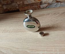 Vintage Jameson Irish Whiskey Round Hip Flask Collectible Barware