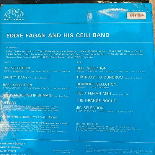 Eddie Fagan and his Ceili Band LP on Spin (1969) Irish Folk Trad
