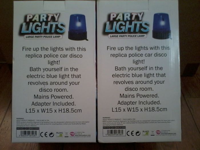 Party Lights: Large Party Police Sirens - Set of TWO - Brand New & Unopened