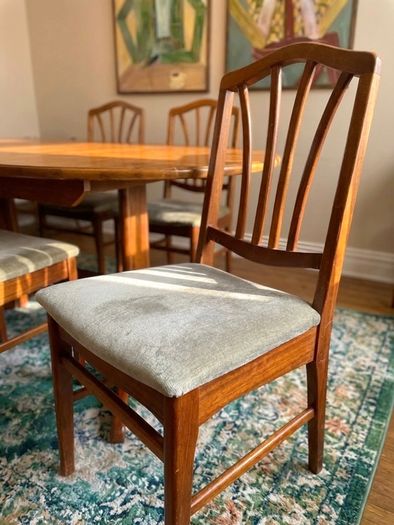 Mid Century Teak Dining Set Extendable Table + 6 Chairs