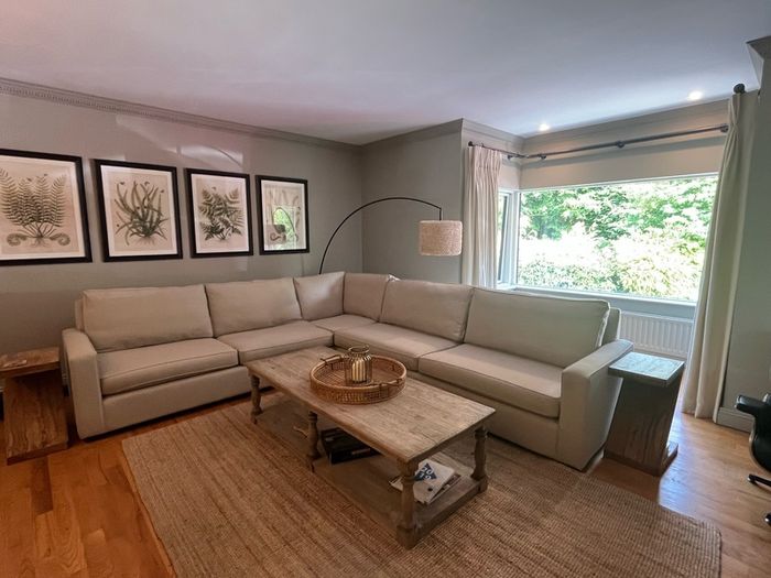 large L shaped cream sofa