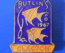 BUTLINS CLACTON 1967 (holiday camp, Essex) - resident camper's enamel badge (final year of issue for Clacton badges)