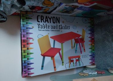 Wooden Crayon Table and Chairs Set