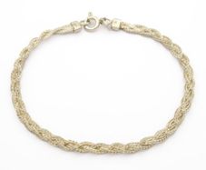 Signed 925 Sterling Silver Wheat Bracelet