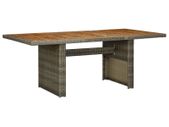 Garden Table Brown Poly Rattan and Solid Acacia Wood
