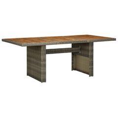 Garden Table Brown Poly Rattan and Solid Acacia Wood