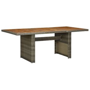 Garden Table Brown Poly Rattan and Solid Acacia Wood