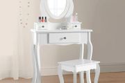 Girls Dressing Table (Age 8-13yrs) with Mirror and Stool, Gift for Girls, Kids Dressing Vanity Table Set with Crystal Knobs and Chair, Children's Dressing Tables
