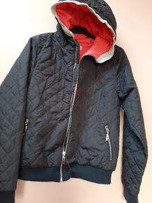 New jacket navy  hood zipped pockets