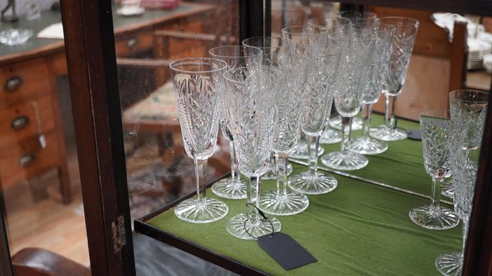 Set of 6 Waterford Crystal Champagne Flutes