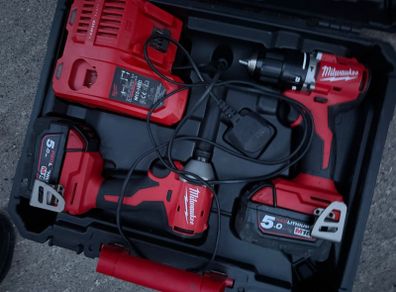 Milwaukee M18 FUEL 18V Brushless Twin Pack (2x 5.0Ah Batteries & Case)
