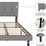 King Bed Frame, Light Grey, Upholstered Wooden Slat Bed Frame with Headboard, Easy Assembly, Underbed Storage, No Box Spring Needed 150x200 Image 3