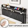 Single Bed Frame with LED Lights Storage Upholstered Headboard and Charging Station Image 3