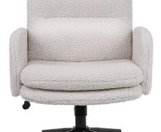 Desk Chair, Faux Cashmere Office Chair with High Backrest, Comfortable Desk Chairs for Bedroom, Office Chairs for Home with Adjustable Height, Cream