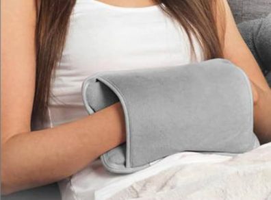 Rechargeable Electric Hot Water Bottle - Fast & Portable Heating for Hand & Body Warmers & Pain Relief, Hand Warmer with Soft Durable Grey Heating Pad