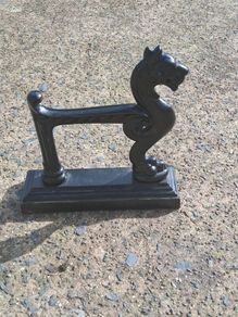 19th Century Foo Dog Cast Iron Bootscraper/Fire Dog