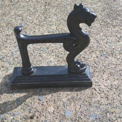 19th Century Foo Dog Cast Iron Bootscraper/Fire Dog