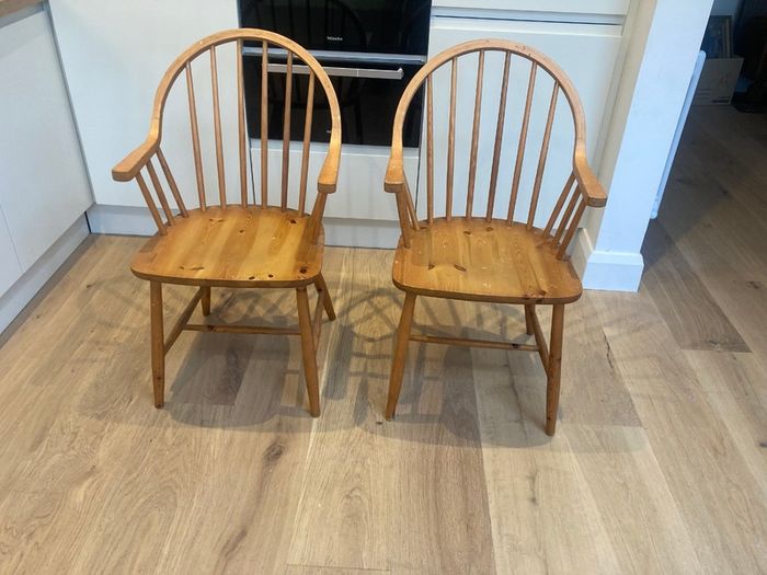 Vintage Chairs x 2 - Windsor-style - Carver Armchairs