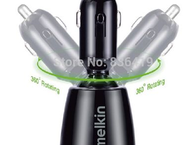 360 Degrees Rotating Dual USB Car Charger Quick Charge 5V 2.1A/2-Port Swivel Car Chargers for iPhone 6 iPad Mobile Devices