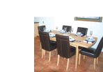 6 Brown Leather Dining Chairs & Oak Table