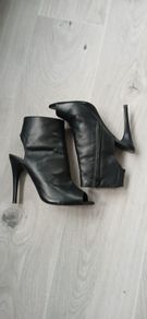 Black open toe leather Heels