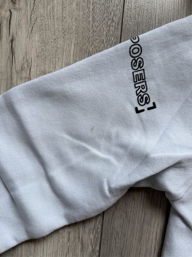 Bershka Ice Blue / White Graphic Print Hoodie - Size XS