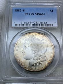 USA 1882 S silver Morgan dollar PCGS MS66+