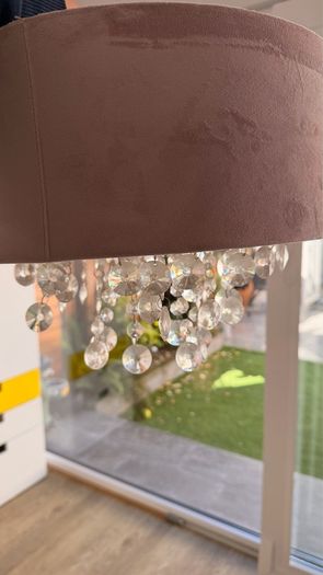 Velvet Ceiling Light Shade with Crystal Drops