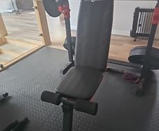 gym equipment. Weight Bench adjustable  bar and weights