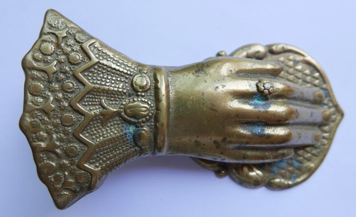 Vintage Brass Hand Paper Clip , Victorian Lady Hand Desk Clip