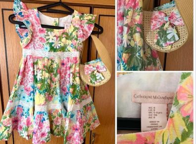 Designer Catherine malandrino floral dress and bag sweet vintage style cute communion wedding flower girl confirmation