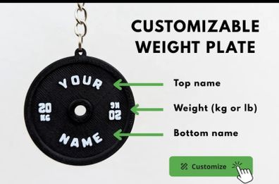 Customisable Weight keyring