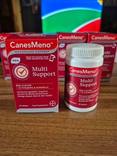 CanesMeno Multi Support menopause support supplement. Red Clover + 19 vitamins & minerals