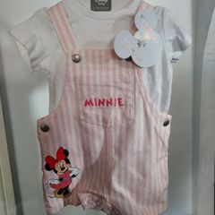 girls disney minnie mouse dungaree set nwt age 0 to 3 months