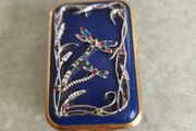 Rare 2003 Franz Porcelain Seagull Decor Jeweled blue gold and silver rectangular Trinket Box RETIRED