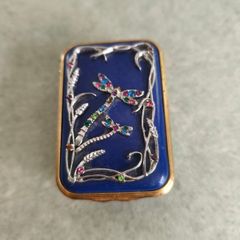 Rare 2003 Franz Porcelain Seagull Decor Jeweled blue gold and silver rectangular Trinket Box RETIRED