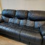Black Leather 3 Seater Couch Image 6