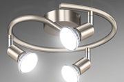 3 Way LED Ceiling Spotlight, Matt Nickel &amp; Swivelling Design, Including 3 X 4W GU10 LED Bulbs (450LM, Cool White 6000K), for Bedroom, Living Room, Kitchen, Hallway, Balcony