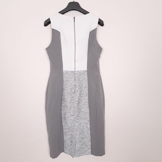 Next Grey Textured & White Colorblock Sleeveless Sheath Bodycon Pencil Dress 12-14UK/40-42EU