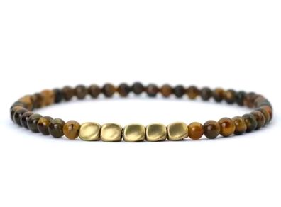 Handmade 4mm Natural Stone Beads  Copper Beaded Tiger Eye  Bracelet
