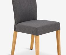 Set of 6 Modern Grey Upholstered Dining Chairs with Wooden Legs