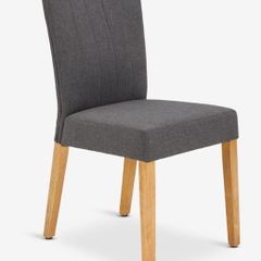 Set of 6 Modern Grey Upholstered Dining Chairs with Wooden Legs